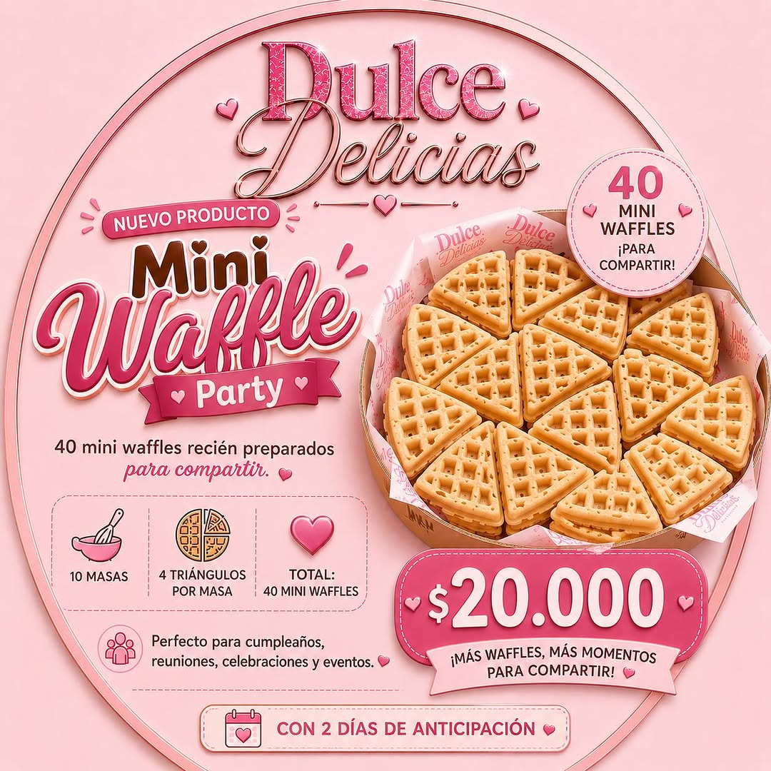 Mini Waffle Party · 40 mini waffles para compartir